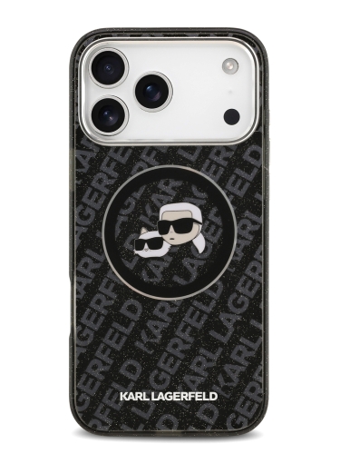 Karl Lagerfeld для iPhone 17 Pro чехол IML NFT Karl&Choup Head on logo Metal Cam Hard Black (MagSafe)