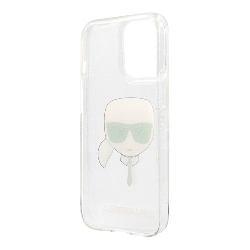 Karl Lagerfeld TPU Glitters Karl's head чехол для iPhone 13 Pro Max, серебристый