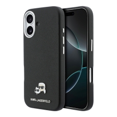 Karl Lagerfeld для iPhone 17 чехол PU Saffiano FW NFT Karl&Choup metal & Cam Hard Black (MagSafe)