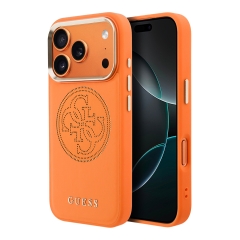 Guess для iPhone 17 Pro Max чехол PU with Perforated 4G logo Metal camera Hard Orange (MagSafe)
