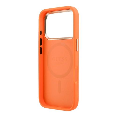 Guess для iPhone 17 Pro Max чехол PU with Perforated 4G logo Metal camera Hard Orange (MagSafe)
