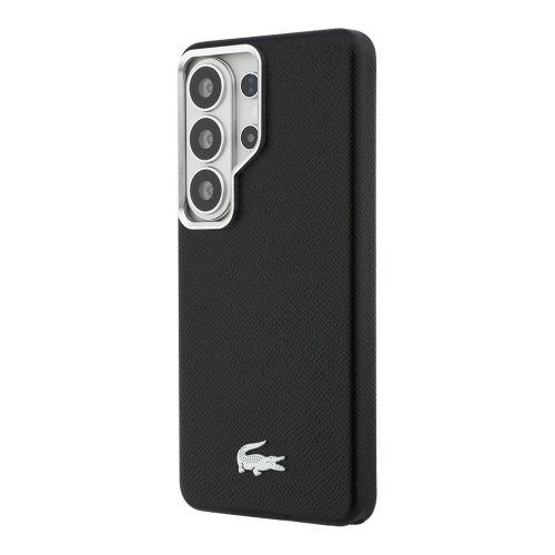 Lacoste для Galaxy S26 Ultra чехол PU Grained Metal Foil logo & Cam Hard Black/Silver (MagSafe)