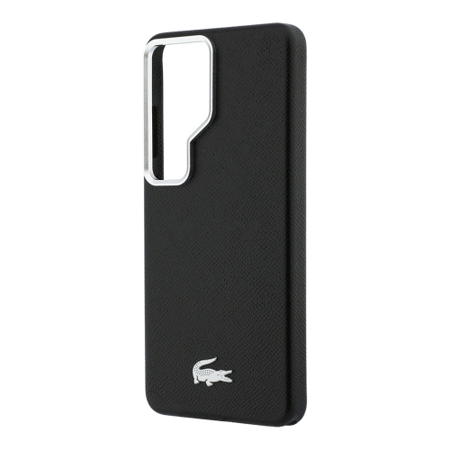 Lacoste для Galaxy S26 Ultra чехол PU Grained Metal Foil logo & Cam Hard Black/Silver (MagSafe)