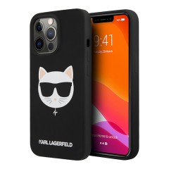Чехол Lagerfeld Liquid silicone Choupette Hard для iPhone 13 Pro Max, черный (Magsafe)