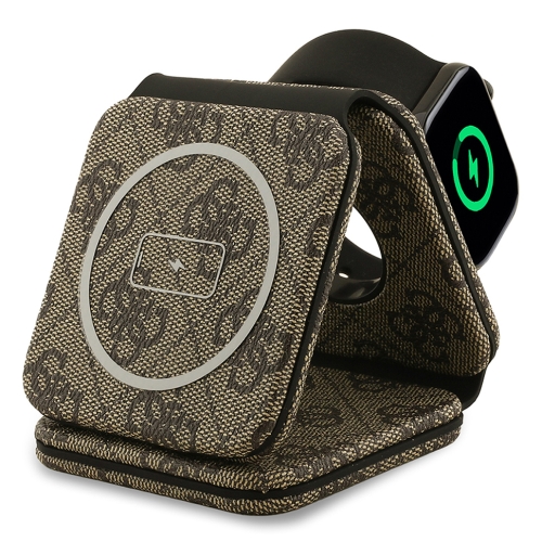 Guess Беспроводное СЗУ MagSafe Wireless 3in1 Foldable charger 15W PU 4G Brown