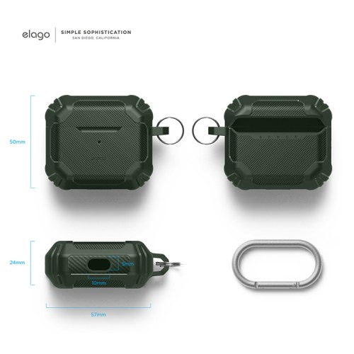 Чехол Elago Solid Armor TPU hang case для AirPods 3 (2021), зеленый