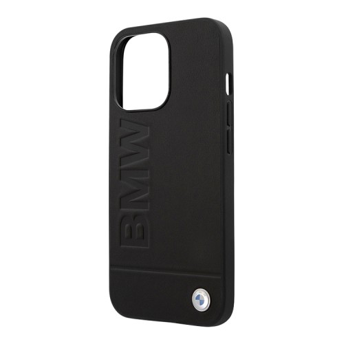 Кожаный чехол BMW Signature Logo imprint Hard для iPhone 14 Pro Max, черный