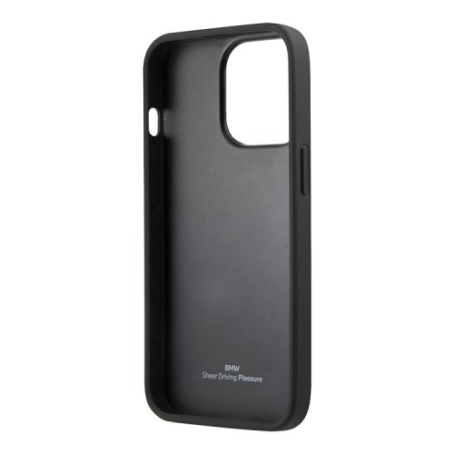 Кожаный чехол BMW Signature Logo imprint Hard для iPhone 14 Pro Max, черный