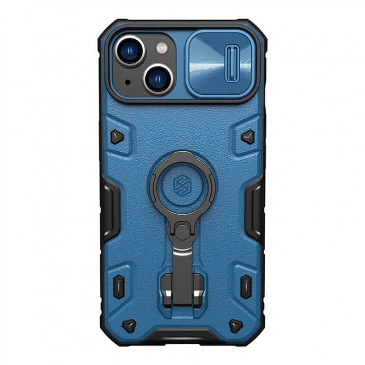 Противоударный чехол Nillkin CamShield Armor Pro Magnetic для iPhone 14 Plus, синий (magsafe)