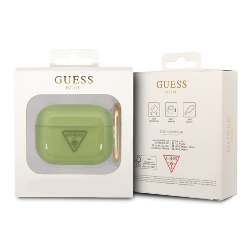 Чехол Guess Translucent Palm Tree с карабином для Airpods Pro, зеленый