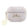 Чехол Guess PU leather 4G with metal logo and Heart charm для Airpods Pro 2, розовый