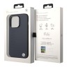 Кожаный чехол BMW Signature Logo imprint Hard для iPhone 14 Pro Max, синий