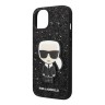 Чехол Lagerfeld Glitter flakes Ikonik patch Metal logo Hard для iPhone 14 Plus, черный