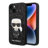 Чехол Lagerfeld Glitter flakes Ikonik patch Metal logo Hard для iPhone 14 Plus, черный
