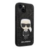 Чехол Lagerfeld Glitter flakes Ikonik patch Metal logo Hard для iPhone 14 Plus, черный