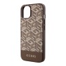 Чехол Guess PU G CUBE Hard для iPhone 14, коричневый (MagSafe)