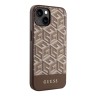 Чехол Guess PU G CUBE Hard для iPhone 14, коричневый (MagSafe)