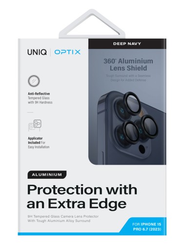 Uniq стекло для iPhone 15 Pro Max OPTIX Camera Lens protector Aluminium Dark Blue