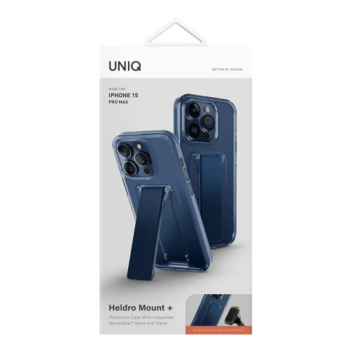 Uniq для iPhone 15 Pro Max чехол Heldro Mount with Stand Deep Blue