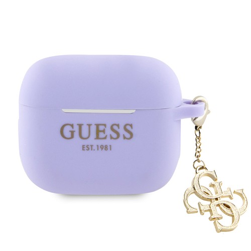 Guess для Airpods 3 чехол Liquid silicone with 4G Diamond charm Purple