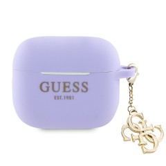 Guess для Airpods 3 чехол Liquid silicone with 4G Diamond charm Purple