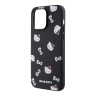 Hello Kitty для iPhone 14 Pro Max чехол PU Saffiano Heads and Bows + Hand strap Hard Black/Red