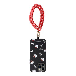 Hello Kitty для iPhone 14 Pro Max чехол PU Saffiano Heads and Bows + Hand strap Hard Black/Red