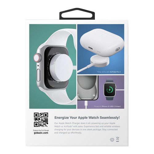 EnergEA ЗУ для Apple Watch Bazic GoCharge Wireless chager with USB-C to AW cable 1.0m White