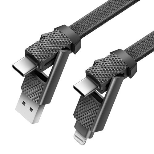 EnergEA Кабель Bazic AluCable 4-in-1 (In USB-A/C, Out USB-C/Lightning) 60W Black 15cm