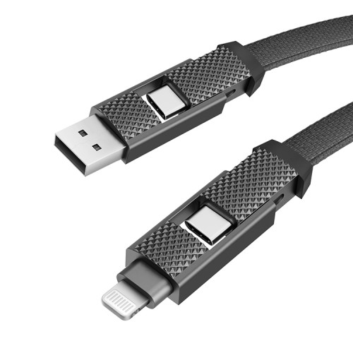 EnergEA Кабель Bazic AluCable 4-in-1 (In USB-A/C, Out USB-C/Lightning) 60W Black 15cm