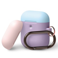 Чехол Elago Hang DUO для AirPods 2 (wireless), Lavender с крышками Pastel Blue и Pink