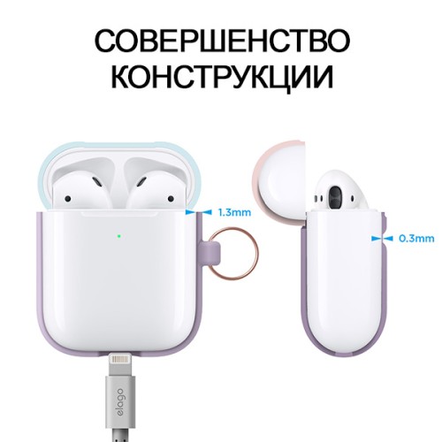 Чехол Elago Hang DUO для AirPods 2 (wireless), Lavender с крышками Pastel Blue и Pink