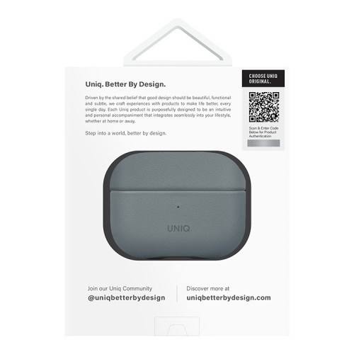 Uniq для Airpods Pro 2 чехол Lyden DS Leatherette with handstrap Washed Blue/Black