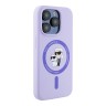 Karl Lagerfeld для iPhone 15 Pro Max чехол Liquid Silicone NFT Karl & Choupette Body Purple (MagSafe)