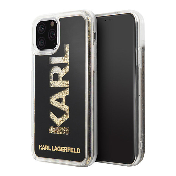 Чехол Karl Lagerfeld Liquid Glitter Karl logo Hard для iPhone 11 Pro, черный
