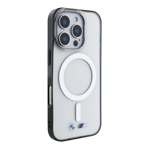 BMW для iPhone 16 Pro Max чехол M-Collection PC/TPU Silver Ring, прозрачный (MagSafe)