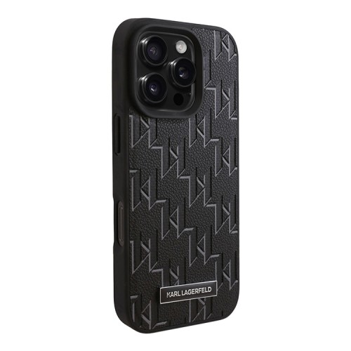 Karl Lagerfeld для iPhone 16 Pro чехол PU-кожа Monogram Black (MagSafe)