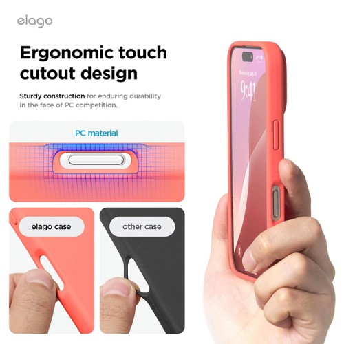 Elago для iPhone 16 Pro чехол Soft silicone (Liquid) Pomelo Pink