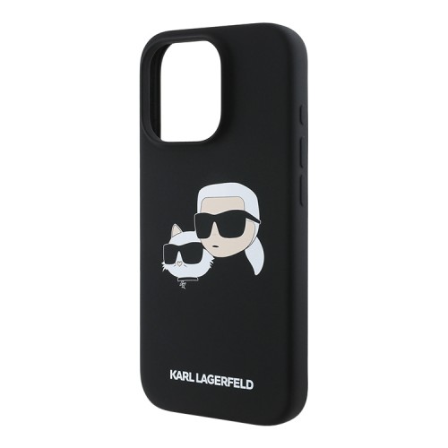 Karl Lagerfeld для iPhone 16 Pro чехол Liquid Silicone NFT Karl & Choupette Head Hard Black (MagSafe)