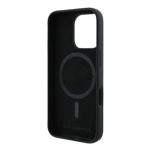 Karl Lagerfeld для iPhone 16 Pro чехол Liquid Silicone NFT Karl & Choupette Head Hard Black (MagSafe)