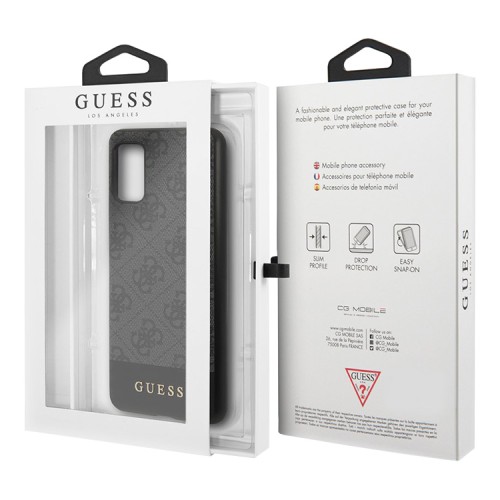 Чехол Guess 4G Stripe Metal logo Hard для Galaxy A41, серый