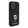 Karl Lagerfeld для iPhone 16 Pro чехол Fixed glitters NFT Karl Ikonik Metal pin Hard Black