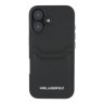 Karl Lagerfeld для iPhone 16 чехол Cardslot PU Grained leather Metal Long logo Hard Black