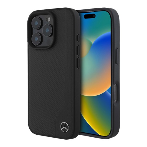 Mercedes для iPhone 16 Pro Max чехол Leather Textured Wood Imitation Hard Black (MagSafe)