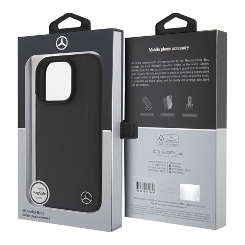 Mercedes для iPhone 16 Pro Max чехол Leather Textured Wood Imitation Hard Black (MagSafe)