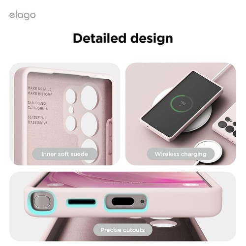 Elago для Galaxy S25 Ultra чехол Soft silicone (Liquid) Lovely Pink