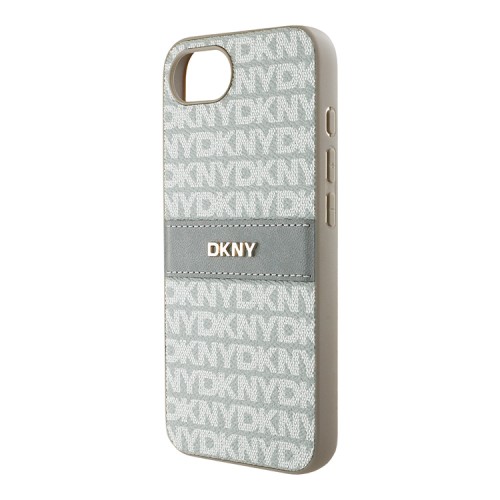 DKNY для iPhone 16e чехол PU Repeat texture Tonal stripe Metal logo Hard Beige