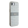 DKNY для iPhone 16e чехол PU Repeat texture Tonal stripe Metal logo Hard Beige