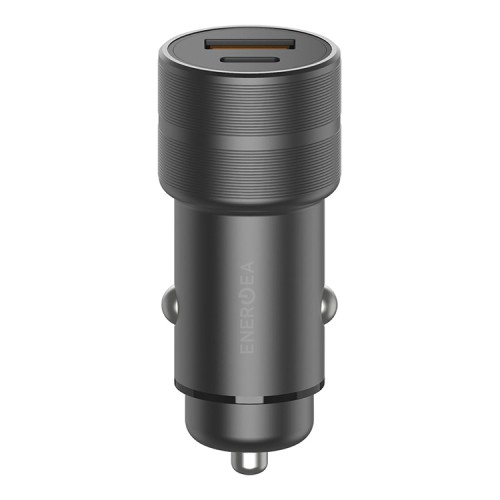 Автомобильное зарядное EnergEA Alu Drive PD20 Plus, USB-C PD20 + USB QC3.0, Aluminum Gunmetal