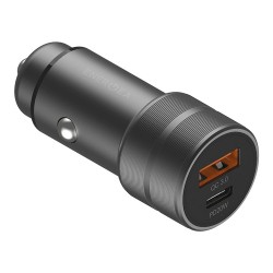 Автомобильное зарядное EnergEA Alu Drive PD20 Plus, USB-C PD20 + USB QC3.0, Aluminum Gunmetal